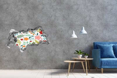 Hole in the wall sticker Flowers illustration