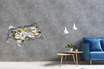 Hole in the wall decal Flowers and birds