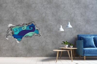 Hole in the wall sticker Abstract waves