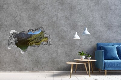 Hole in the wall sticker Mountain lake in the valley