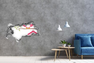 Hole wall sticker Owls on a branch