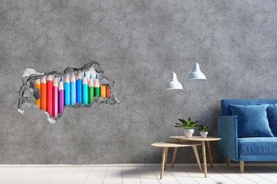 Hole in the wall decal Colourful pencils