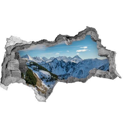 Hole wall sticker Winter mountain landscape