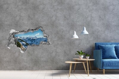 Hole wall sticker Winter mountain landscape