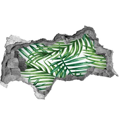 Hole in the wall decal Green palm leaves