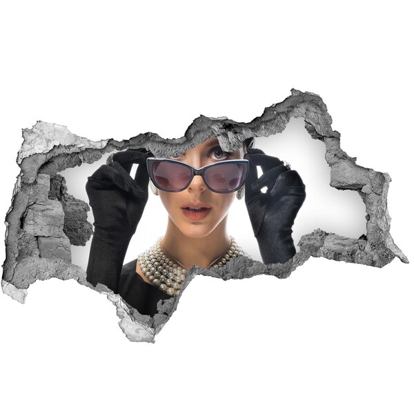 Hole wall sticker Woman with glasses