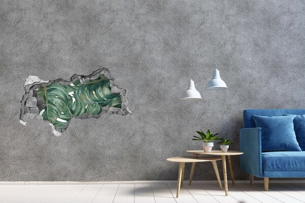 Hole in the wall decal Green leaves in concrete