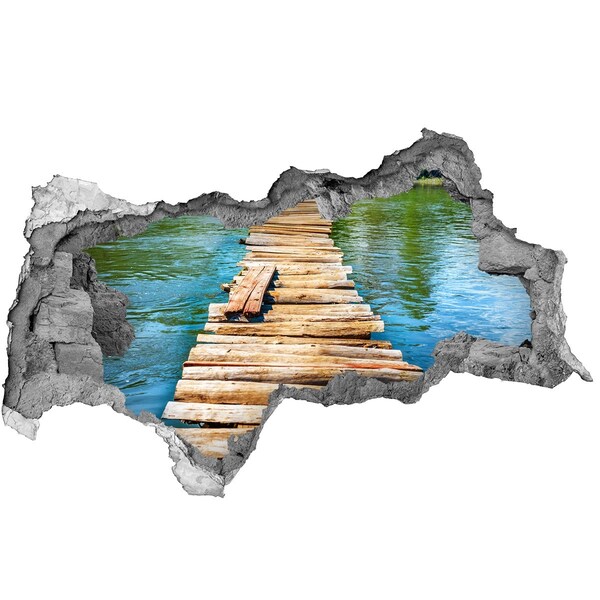 Hole in the wall decal Wooden bridge over the water