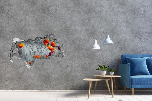 Hole in the wall sticker Flowers in concrete