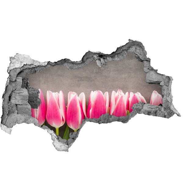 Hole wall sticker Tulips in concrete
