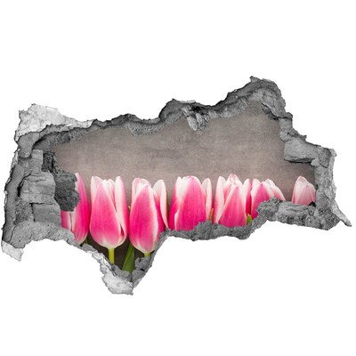 Hole wall sticker Tulips in concrete