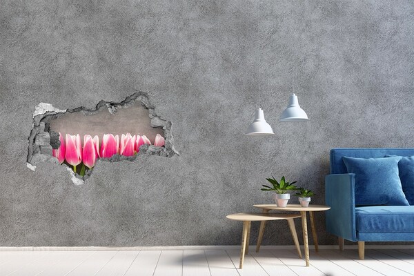 Hole wall sticker Pink tulips