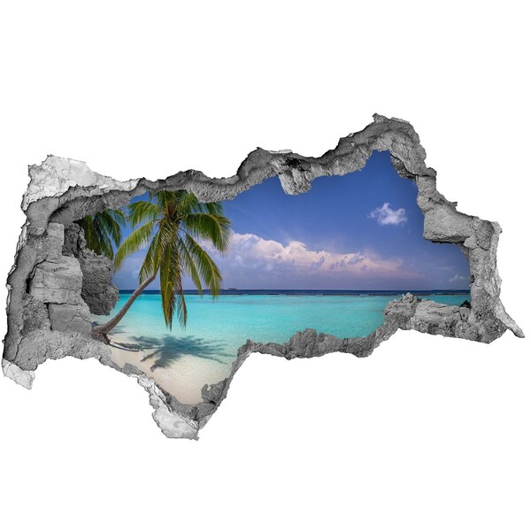 Hole in the wall sticker Tropical beach with palm trees
