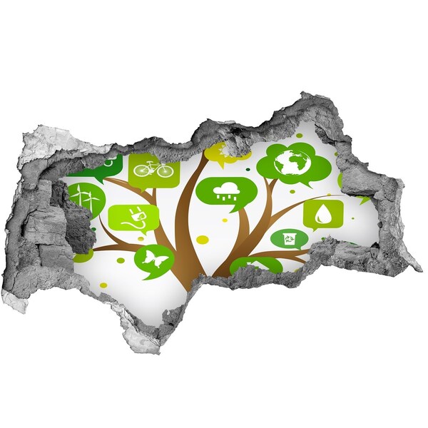 Hole wall sticker The green world of nature