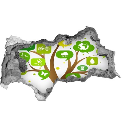 Hole wall sticker The green world of nature