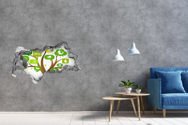 Hole wall sticker The green world of nature