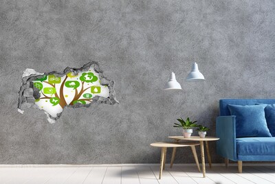 Hole wall sticker The green world of nature