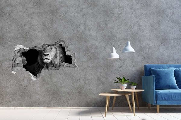 Hole wall sticker Lion