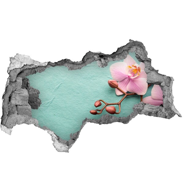 Hole wall sticker Orchid flower in a damaged wall