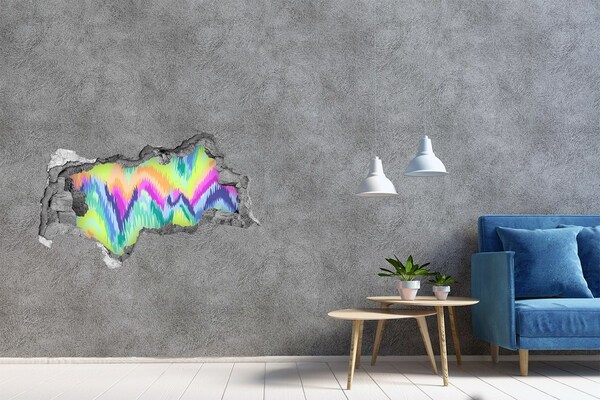 Hole in the wall decal Rainbow background