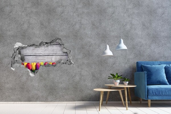 Hole in the wall sticker Flowers through a hole in the wall