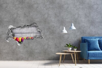 Hole in the wall sticker Flowers through a hole in the wall