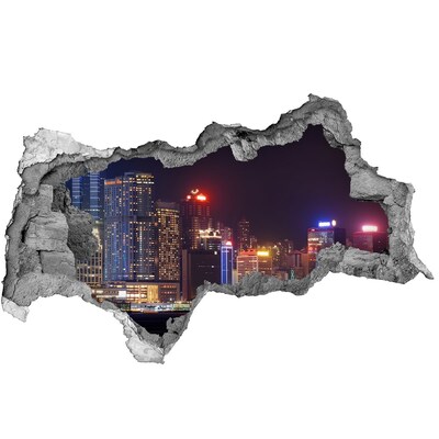 Hole wall sticker Hong Kong at night