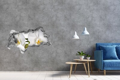 Hole wall sticker Orchid flowers in concrete