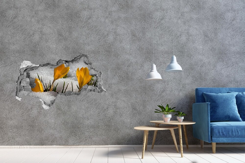 Hole in the wall decal Crocuses in the snow