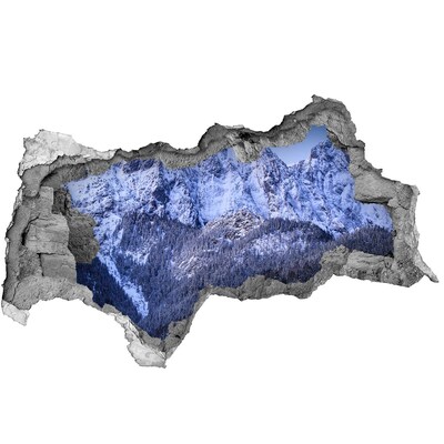 Hole in the wall sticker Mountain landscape in winter scenery