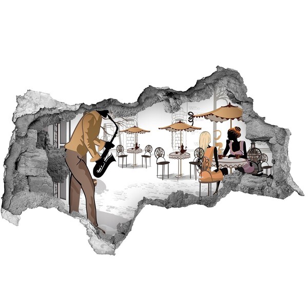 Hole in the wall decal Street musician