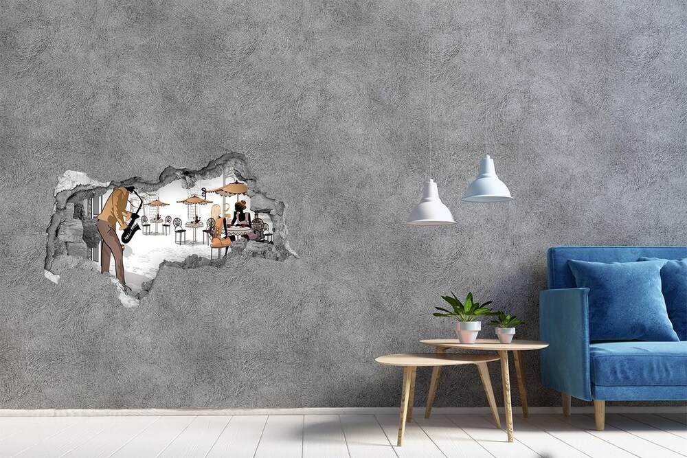 Hole in the wall decal Street musician