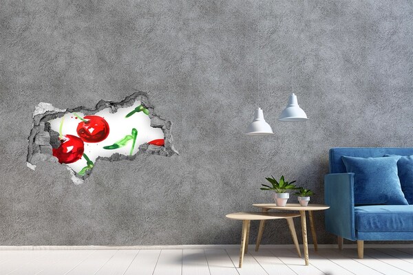 Hole in the wall decal Red Cherries in a Hole in the Wall