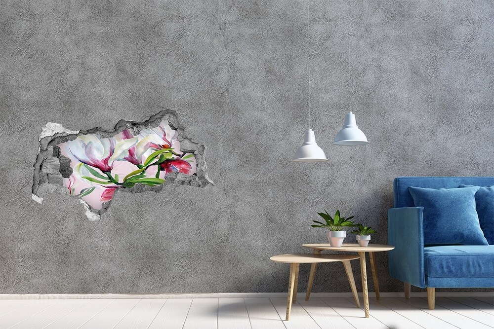 Hole in the wall sticker Magnolia flowers