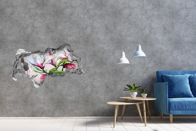Hole in the wall sticker A flower paradise behind the wall