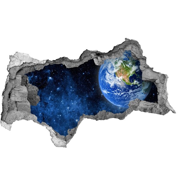 Hole wall sticker Cosmic view from a hole in the wall