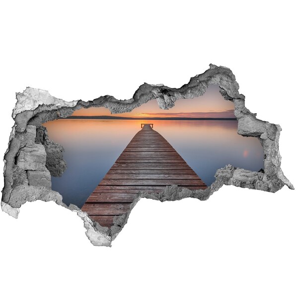 Hole wall sticker Sunset over the lake