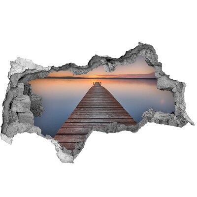 Hole wall sticker Sunset over the lake