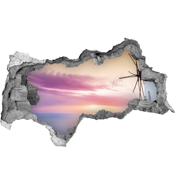 Hole wall sticker View of the Greek island