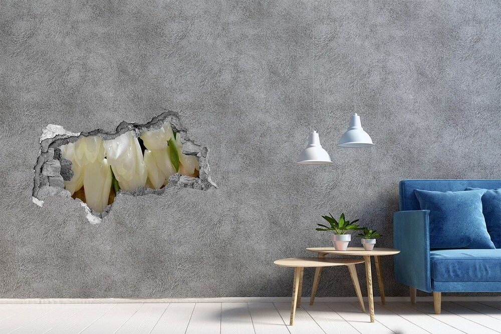 Hole in the wall sticker White tulips