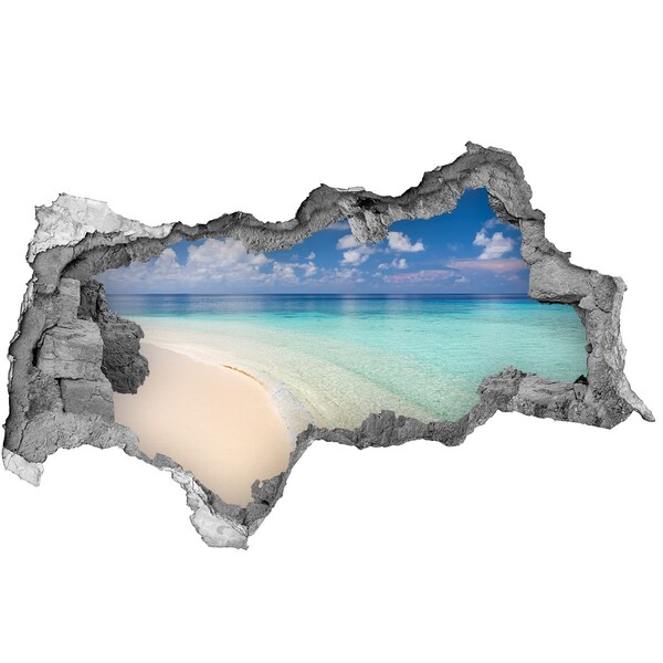 Hole wall sticker A paradise beach with turquoise water