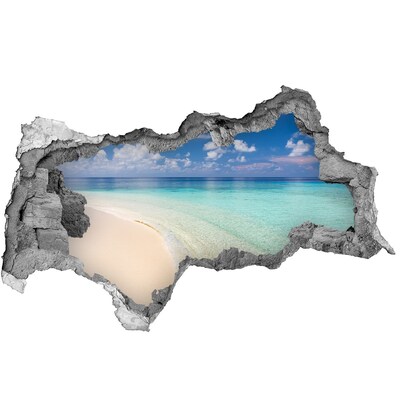 Hole wall sticker A paradise beach with turquoise water