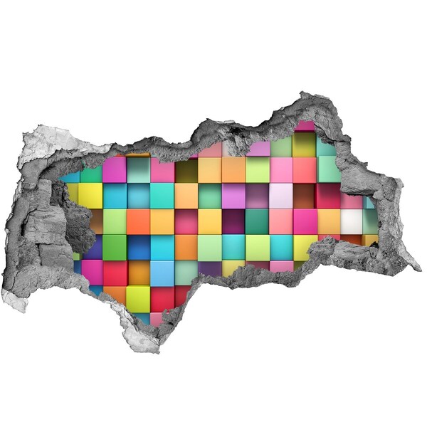 Hole in the wall sticker Colorful blocks in a hole in the wall