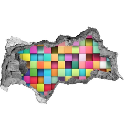 Hole in the wall sticker Colorful blocks in a hole in the wall