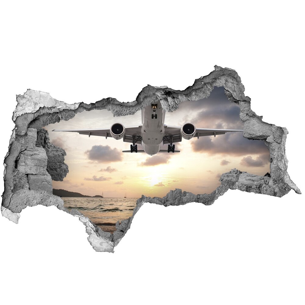 Hole in the wall sticker Aircraft by the sea