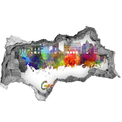 Hole in the wall decal Gdańsk in the colors of the rainbow