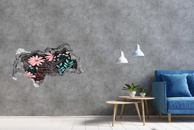 Hole wall sticker Spring flowers brick