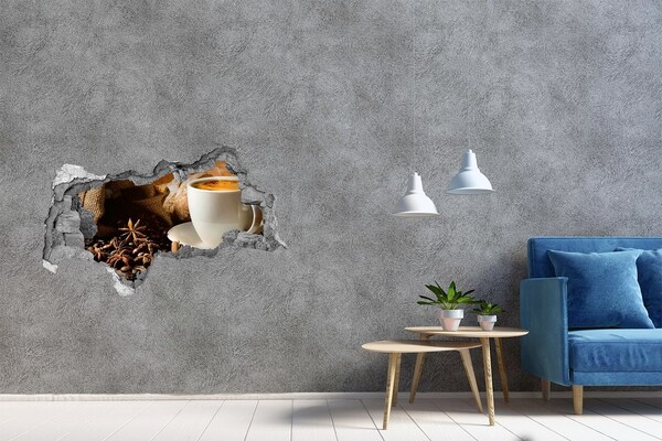 Hole in the wall sticker Coffee and fresh bread