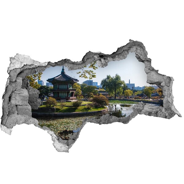 Hole in the wall sticker Asian-style garden