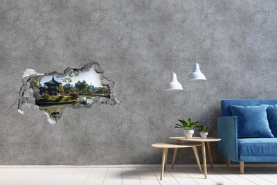 Hole in the wall sticker Asian-style garden